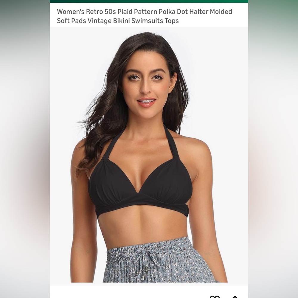 NWT Black Halter Bikini Top